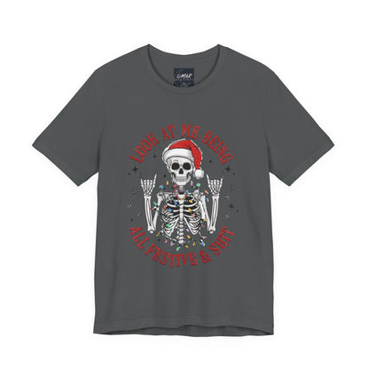 Festive Skeleton Tee - Unisex Jersey Short Sleeve T-Shirt