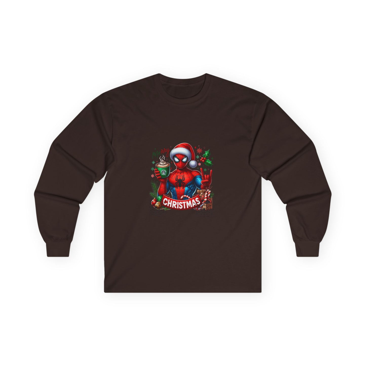 Christmas and Coffee with Spidey- Unisex Ultra Cotton Long Sleeve Tee