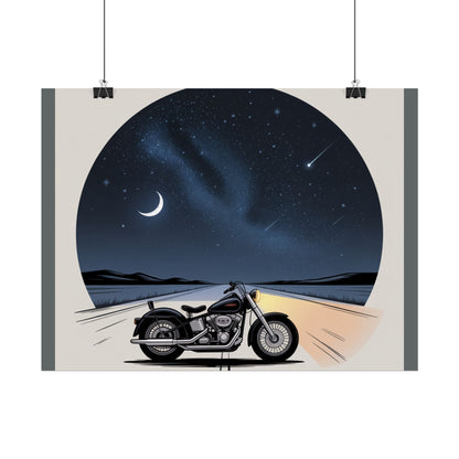 Motorcycle Night Sky Rolled Posters