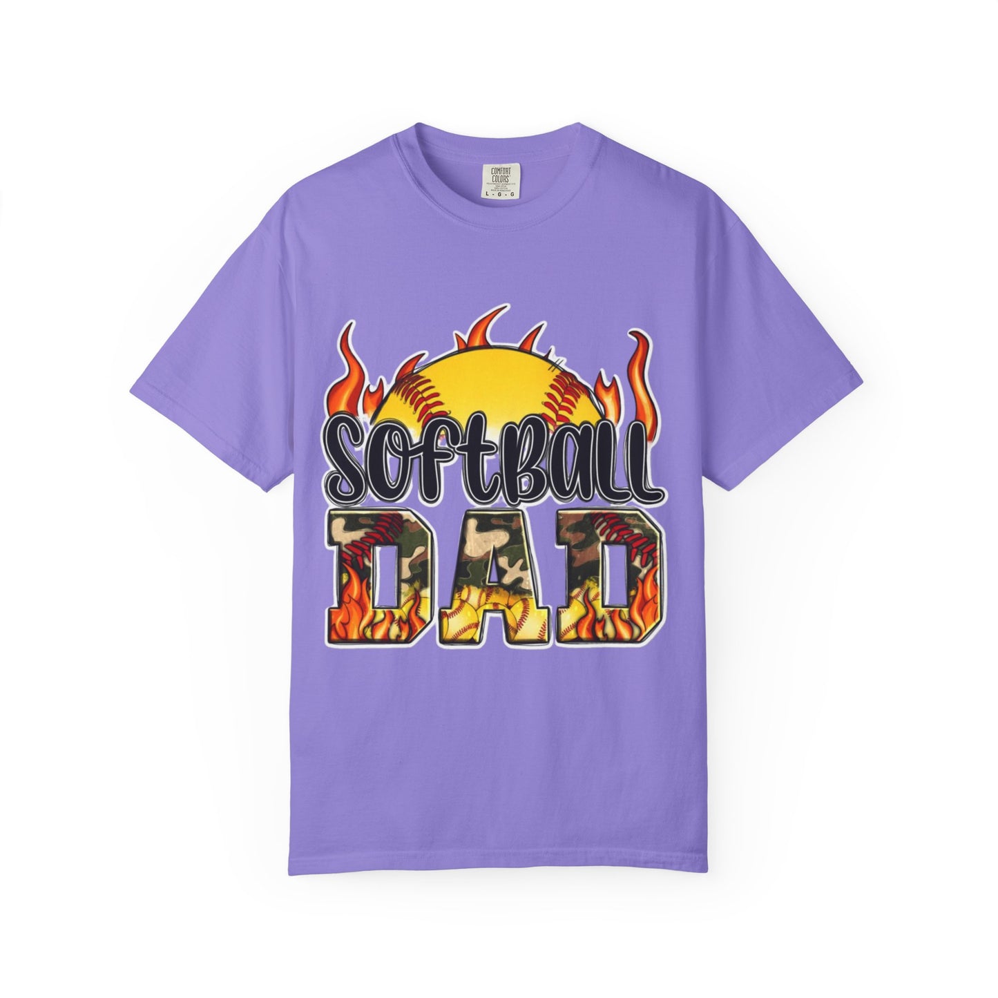 Softball Dad T-Shirt — Flaming Softball Design