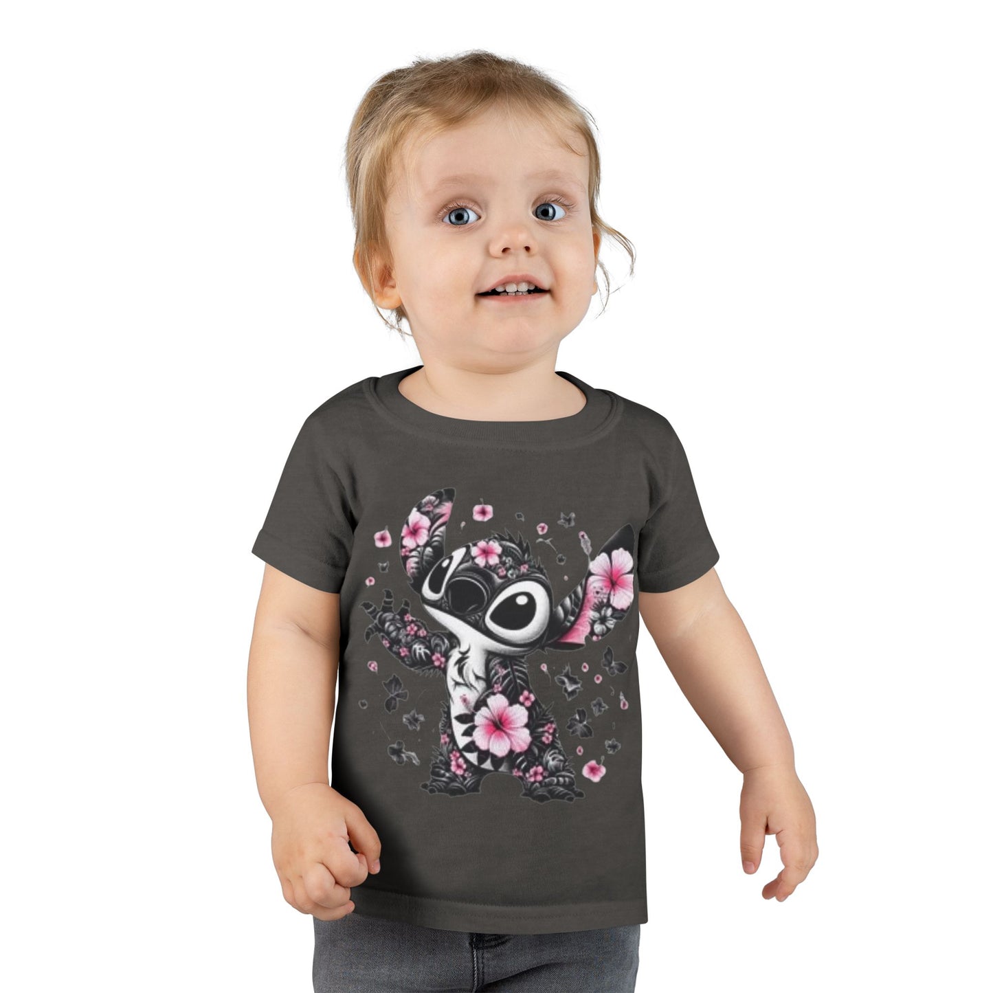 Toddler T-Shirt — Floral Stitch Character Kids Tee (Pink Hibiscus)