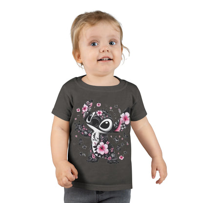Toddler T-Shirt — Floral Stitch Character Kids Tee (Pink Hibiscus)
