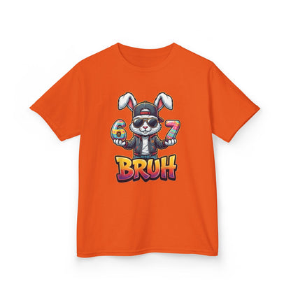 Kids 'Bruh 6 7' Bunny Graphic Tee — Cool Cartoon Bunny Shirt for Kids