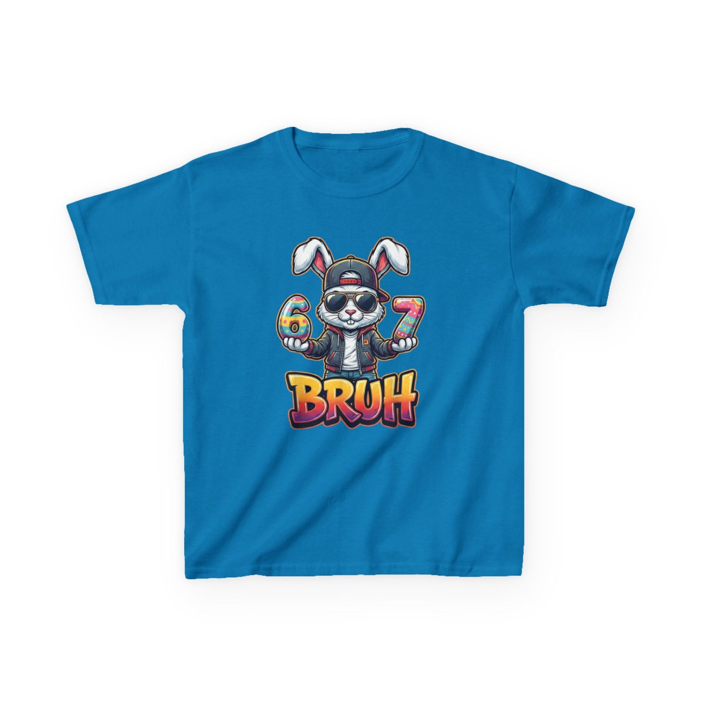 Kids 'Bruh 6 7' Bunny Graphic Tee — Cool Cartoon Bunny Shirt for Kids