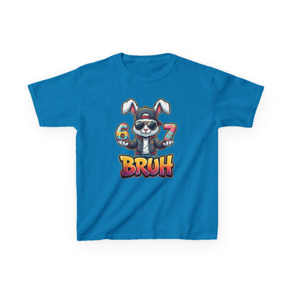Kids 'Bruh 6 7' Bunny Graphic Tee — Cool Cartoon Bunny Shirt for Kids
