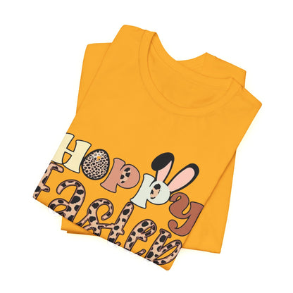 Happy Easter Leopard Print Tee — Cute Bunny Egg Holiday T-Shirt