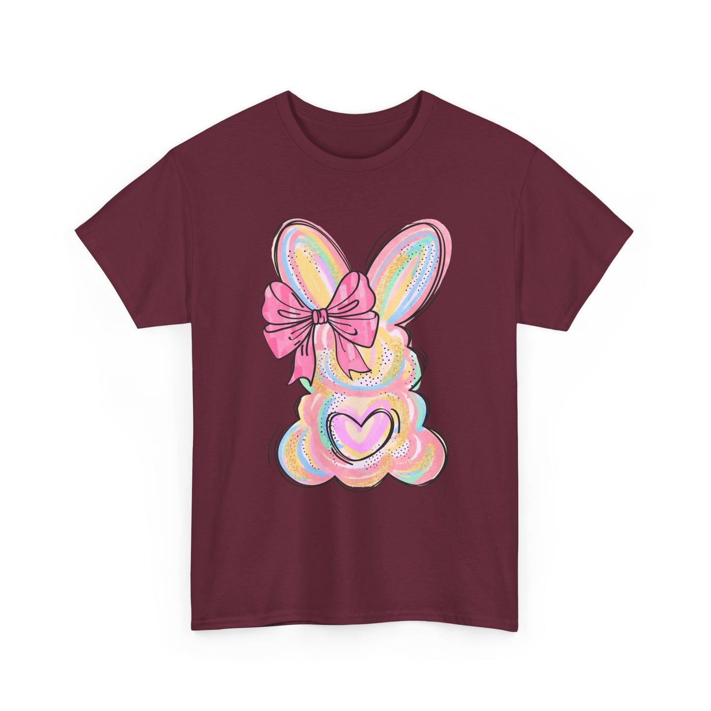 Pastel Bunny Heart T‑Shirt — Cute Easter Bunny Tee with Bow
