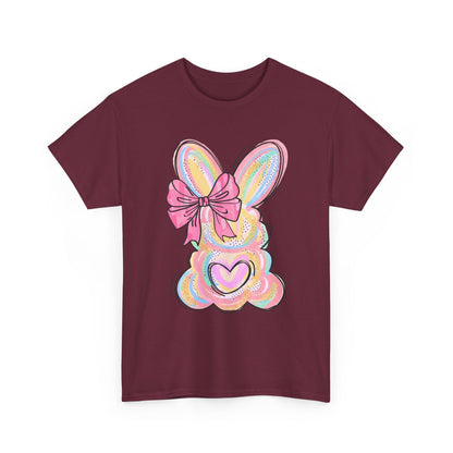 Pastel Bunny Heart T‑Shirt — Cute Easter Bunny Tee with Bow