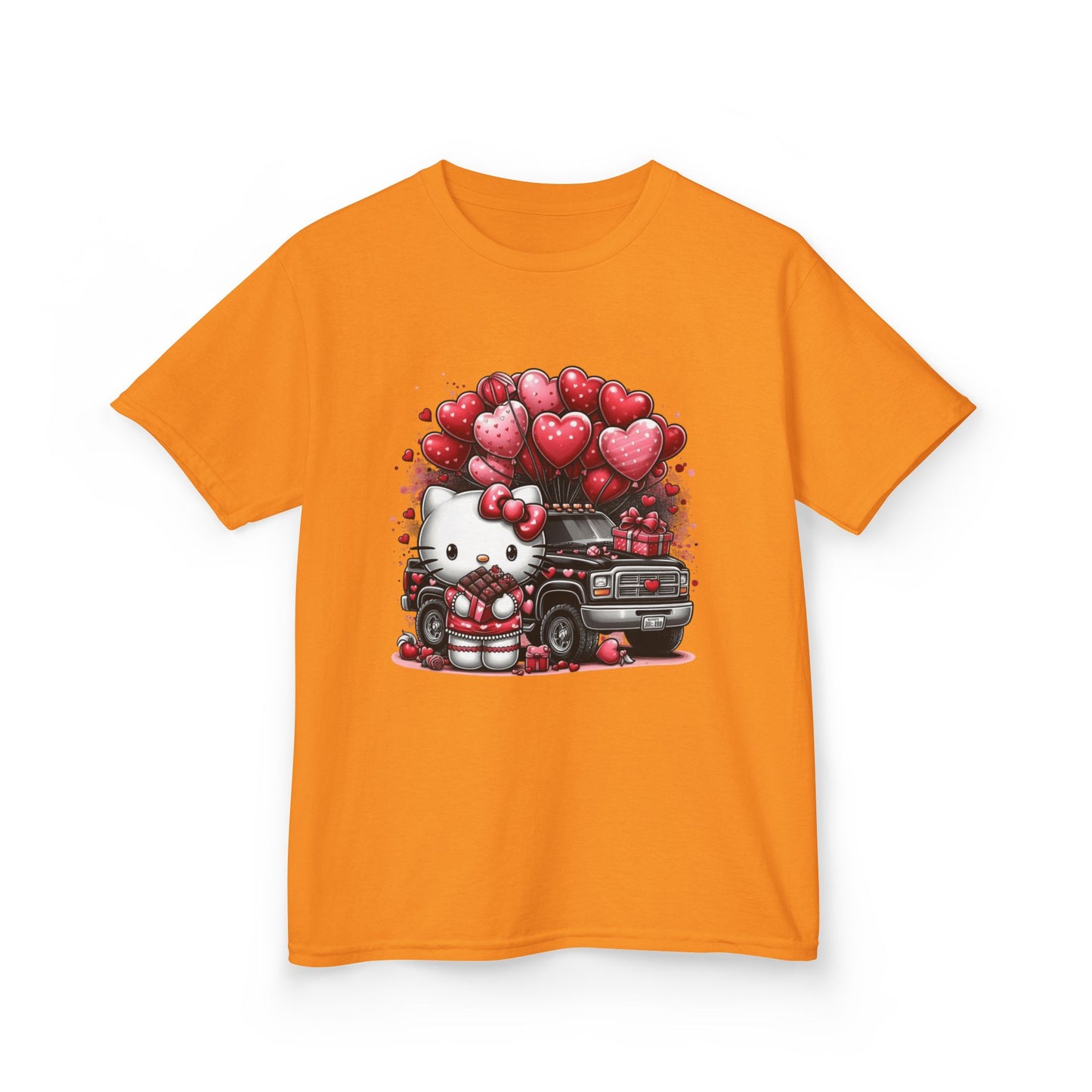 Kids Tee — Cute Kitty with Heart Balloons Valentine Shirt