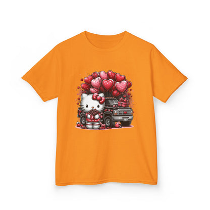 Kids Tee — Cute Kitty with Heart Balloons Valentine Shirt