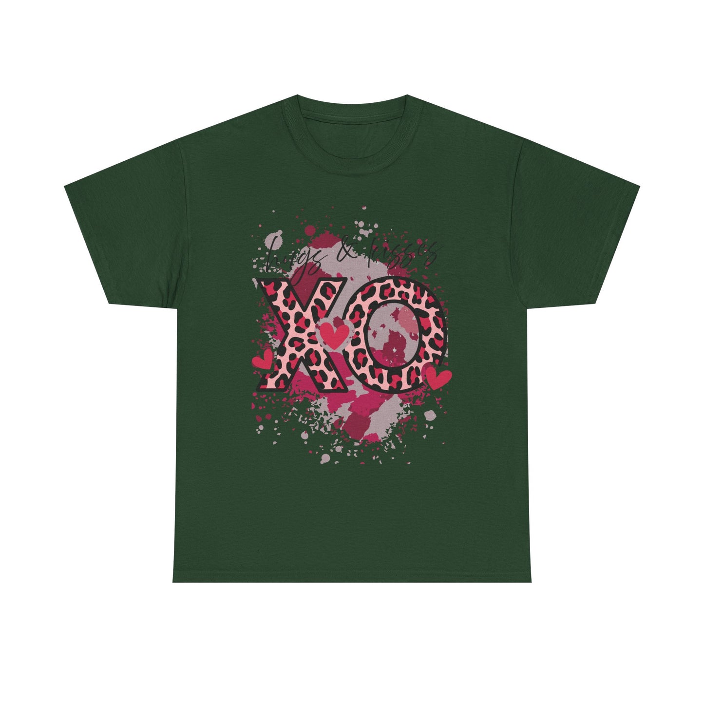 XO Hugs & Kisses Leopard Print Tee — Valentine's Day Graphic Shirt