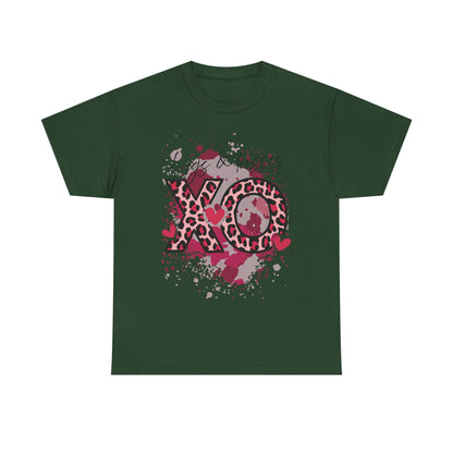 XO Hugs & Kisses Leopard Print Tee — Valentine's Day Graphic Shirt