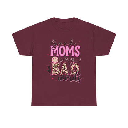 T-Shirt — "Good Moms Say Bad Words" Pink Leopard Graphic Mother's Day Tee
