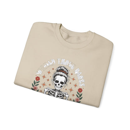 Skeleton Reading Sweatshirt — "And Then There Were None" Floral Gothic Crewneck