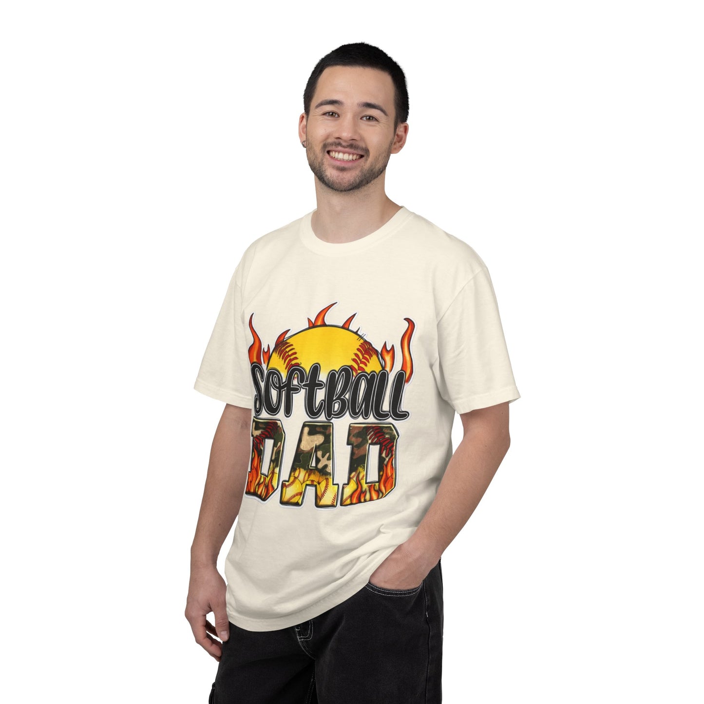 Softball Dad T-Shirt — Flaming Softball Design