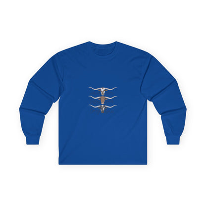 Longhorn Trio Long Sleeve Tee – 'Stay Humble Hustle Hard' Western Graphic