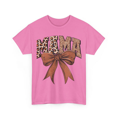 Leopard Mama & Bow- Unisex Heavy Cotton Tee