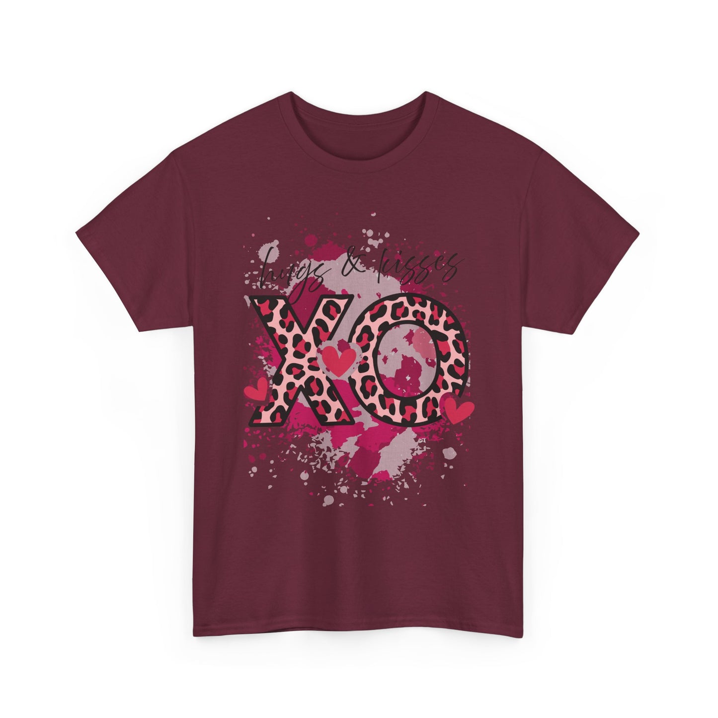 XO Hugs & Kisses Leopard Print Tee — Valentine's Day Graphic Shirt
