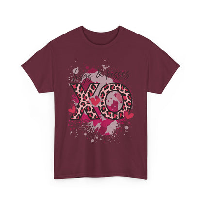 XO Hugs & Kisses Leopard Print Tee — Valentine's Day Graphic Shirt