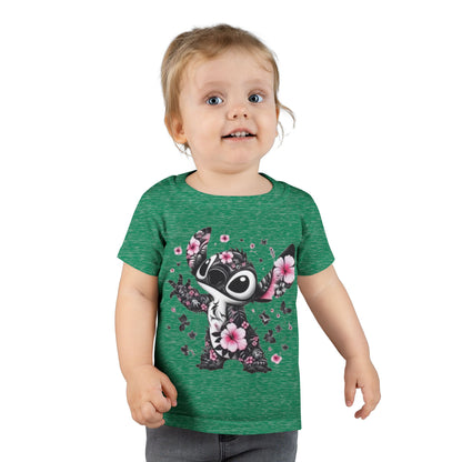 Toddler T-Shirt — Floral Stitch Character Kids Tee (Pink Hibiscus)