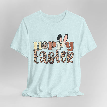 Happy Easter Leopard Print Tee — Cute Bunny Egg Holiday T-Shirt