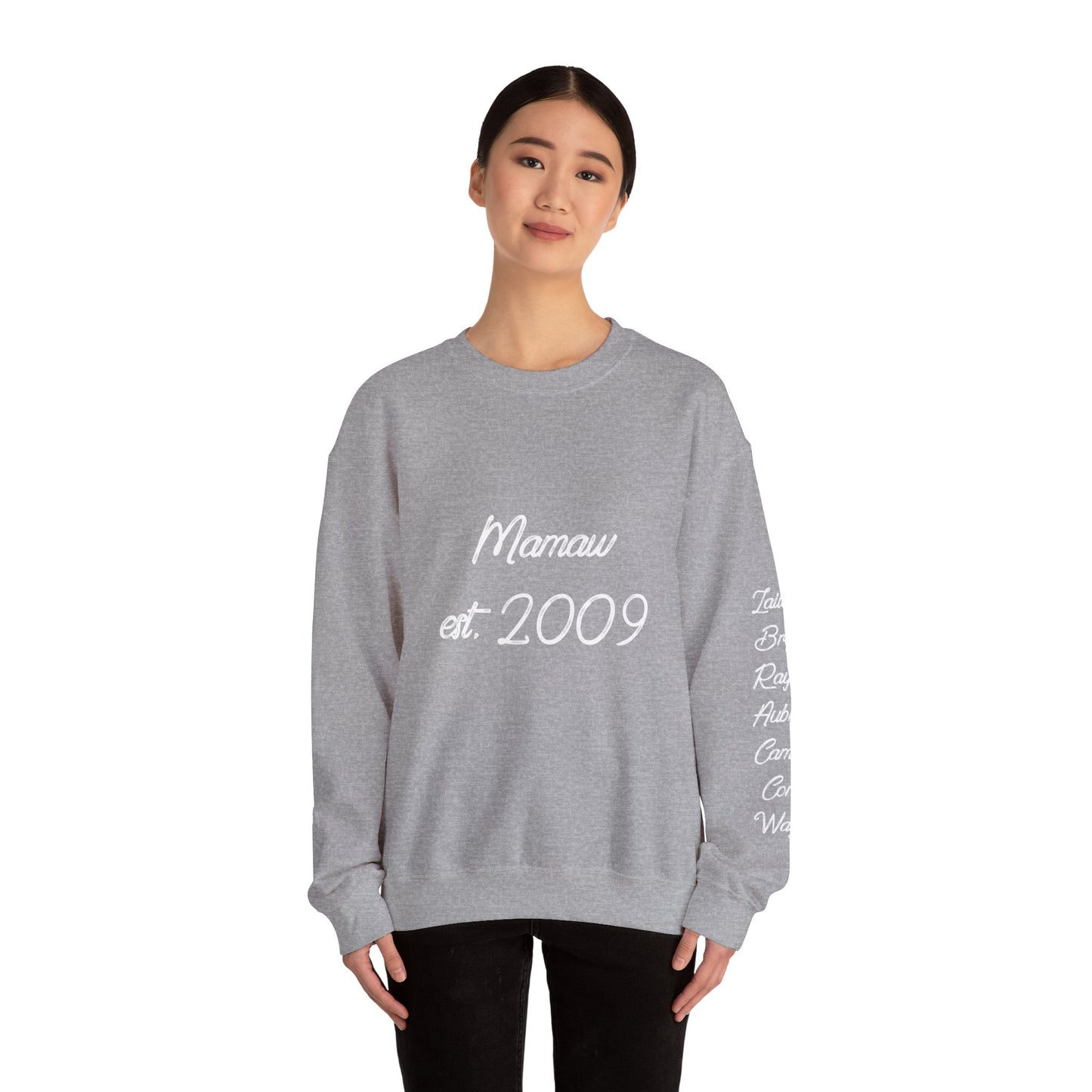 Mamaw Est. 2009 Crewneck Sweatshirt — Personalized Grandma Gift
