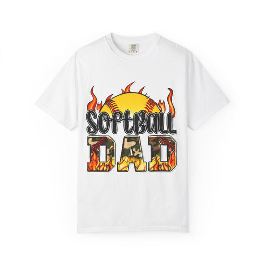 Softball Dad T-Shirt — Flaming Softball Design