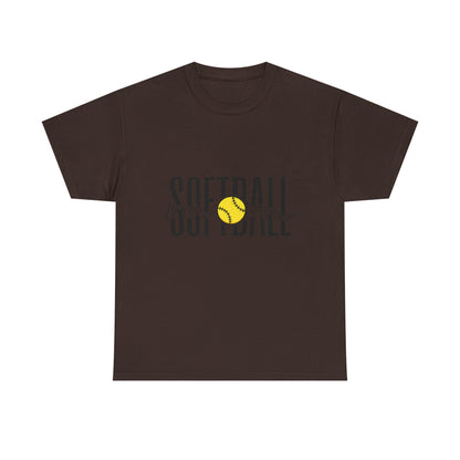 Softball Mom/Player Tee — Retro Script Softball Graphic T-Shirt