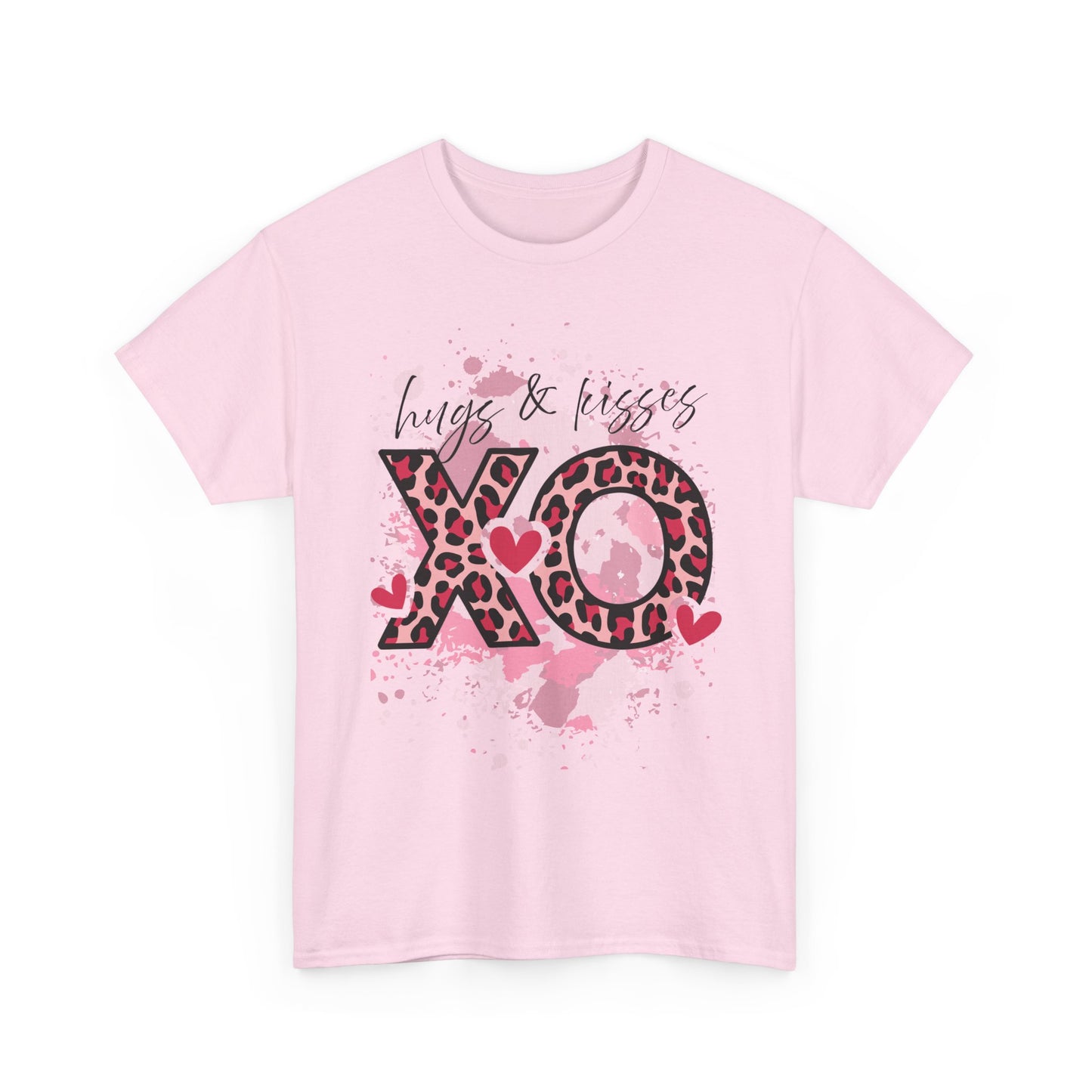 XO Hugs & Kisses Leopard Print Tee — Valentine's Day Graphic Shirt
