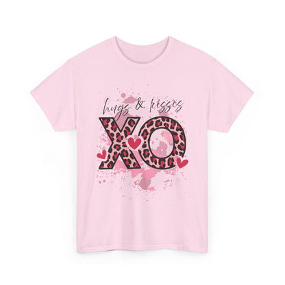 XO Hugs & Kisses Leopard Print Tee — Valentine's Day Graphic Shirt