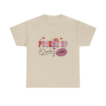 Pucker Up Kiss Graphic Tee – Cute Valentine’s Day Leopard Lip Design