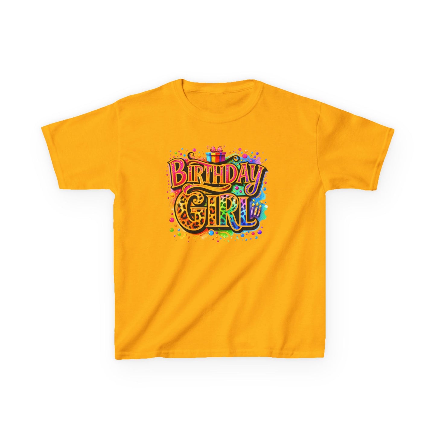 Birthday Girl Kids T‑Shirt — Colorful Confetti Party Tee