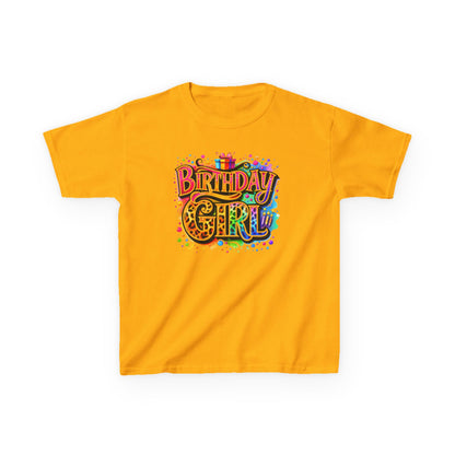 Birthday Girl Kids T‑Shirt — Colorful Confetti Party Tee