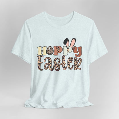 Happy Easter Leopard Print Tee — Cute Bunny Egg Holiday T-Shirt