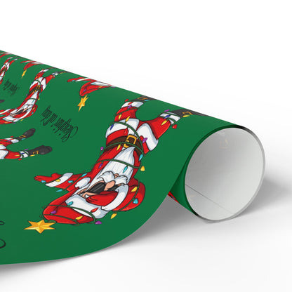 Dabbin' Santa Pattern Wrapping Paper Roll