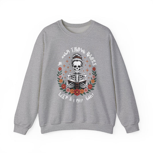 Skeleton Reading Sweatshirt — "And Then There Were None" Floral Gothic Crewneck