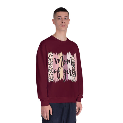Mom of Girls Leopard Brushstroke Crewneck Sweatshirt
