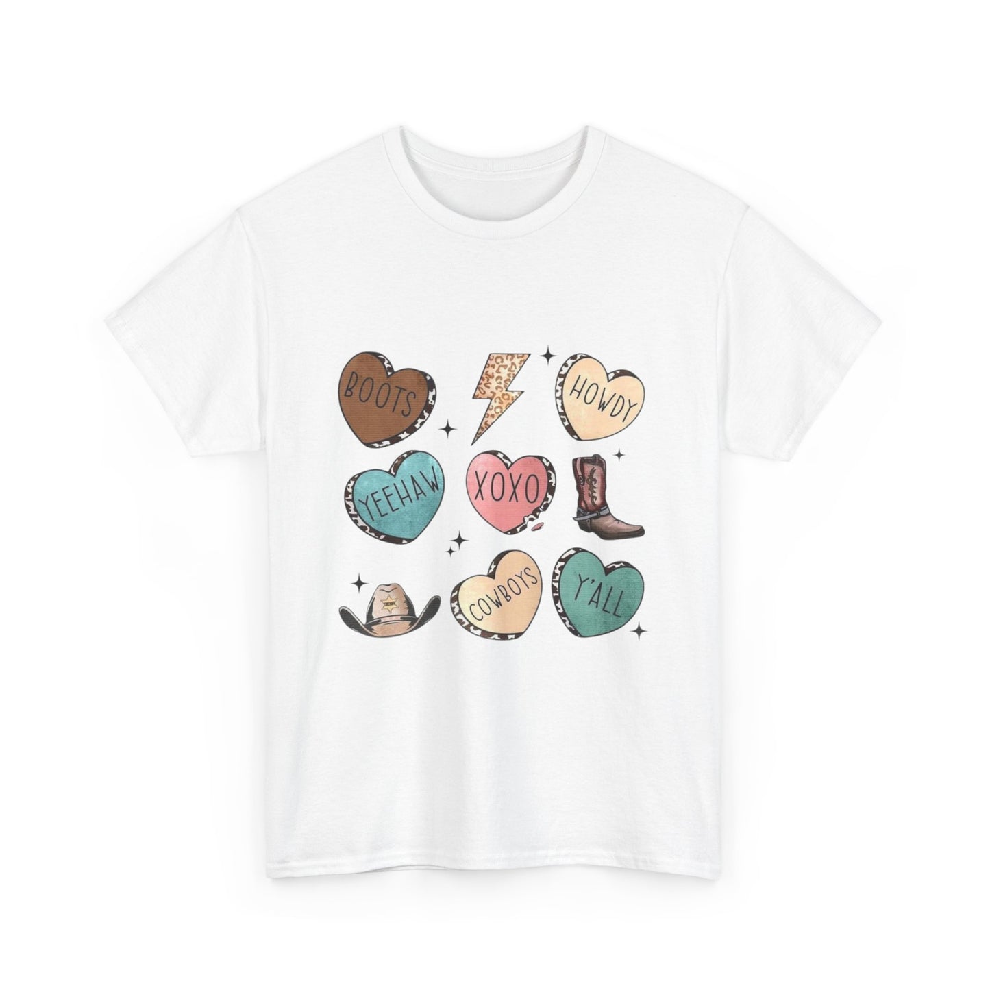 Cowgirl Candy Heart Tee — Cute Western Hearts Graphic T-Shirt (XOXO, Howdy, Y'all)