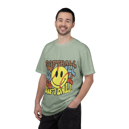 Softball Smile T-Shirt — Retro Smiley Softball Graphic Tee