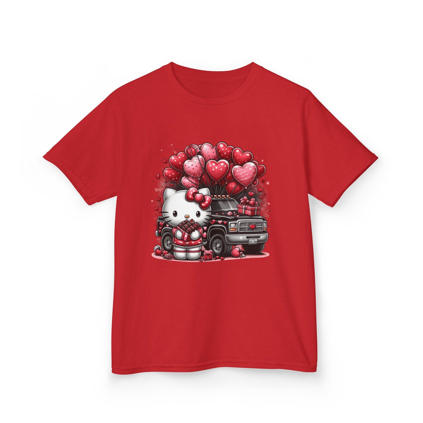 Kids Tee — Cute Kitty with Heart Balloons Valentine Shirt