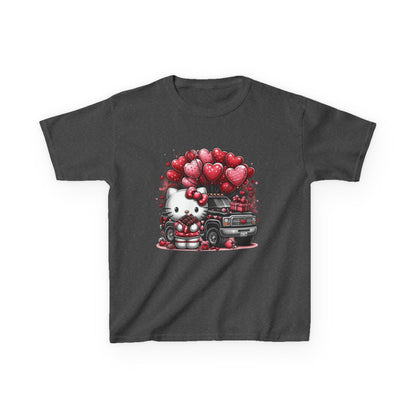 Kids Tee — Cute Kitty with Heart Balloons Valentine Shirt