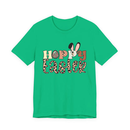 Happy Easter Leopard Print Tee — Cute Bunny Egg Holiday T-Shirt