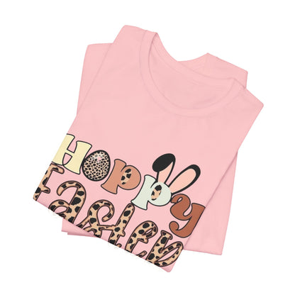 Happy Easter Leopard Print Tee — Cute Bunny Egg Holiday T-Shirt