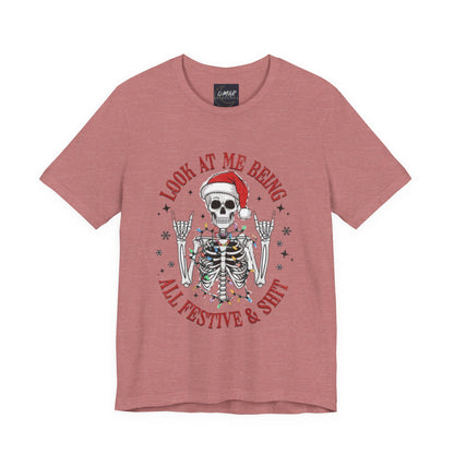 Festive Skeleton Tee - Unisex Jersey Short Sleeve T-Shirt