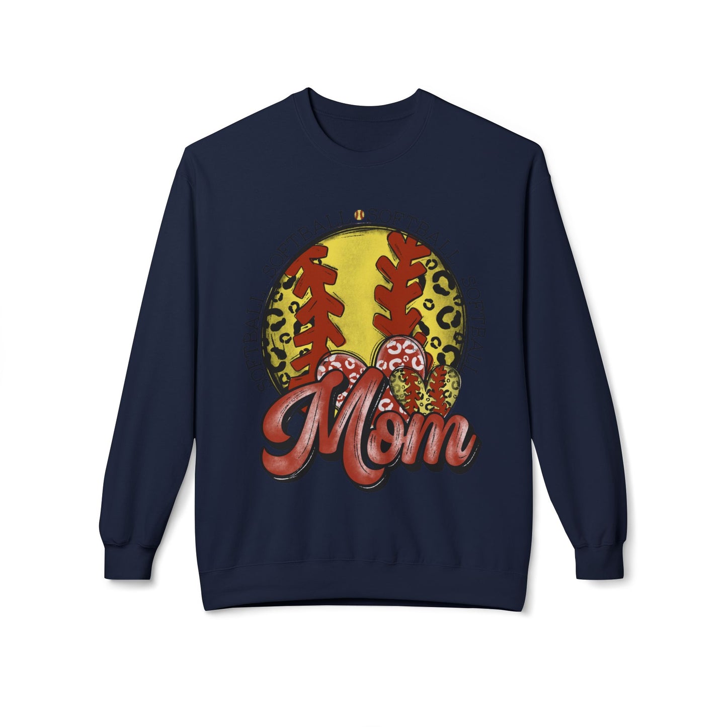Softball Mom Crewneck Sweatshirt – Leopard Stitch Ball Graphic
