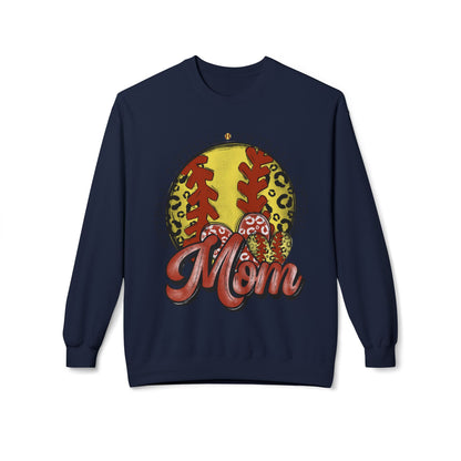 Softball Mom Crewneck Sweatshirt – Leopard Stitch Ball Graphic