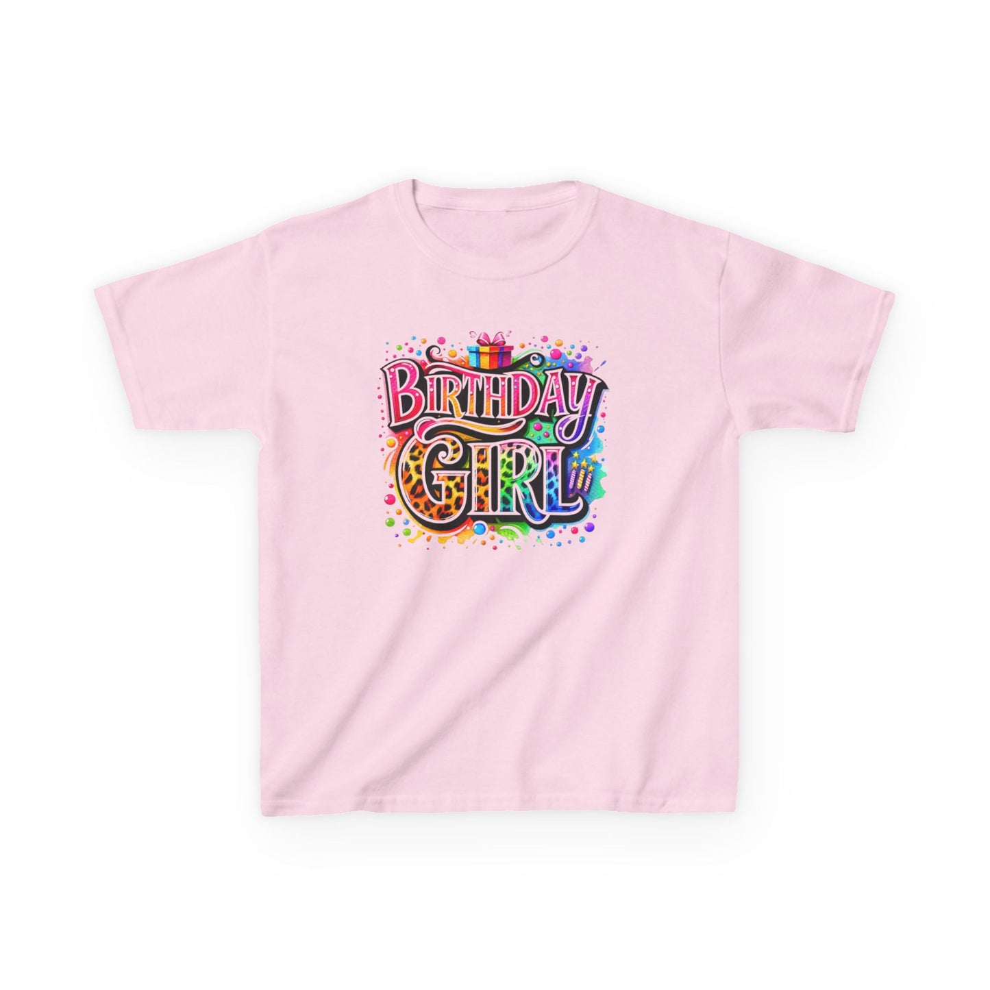 Birthday Girl Kids T‑Shirt — Colorful Confetti Party Tee