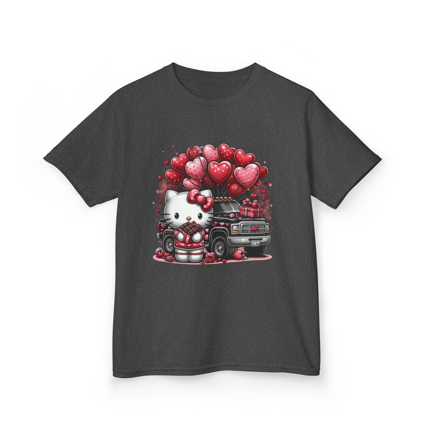 Kids Tee — Cute Kitty with Heart Balloons Valentine Shirt