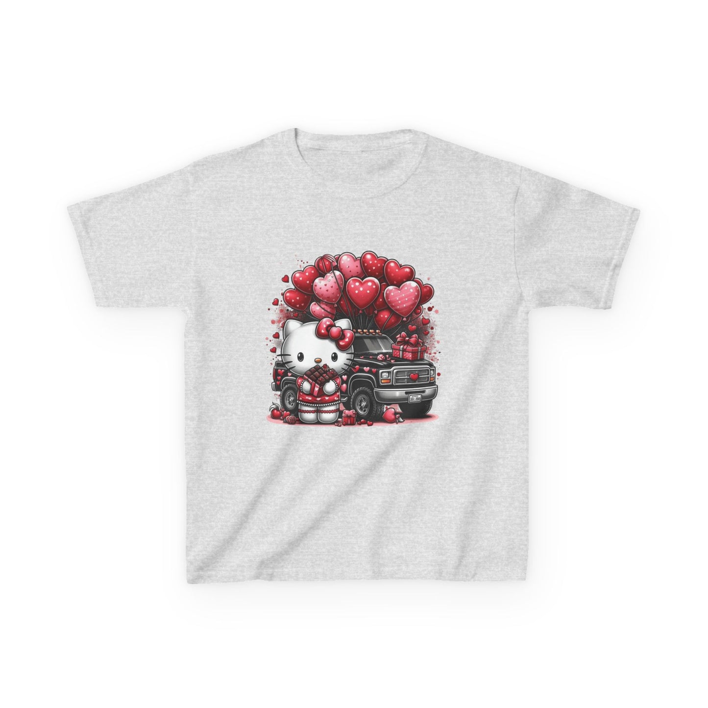 Kids Tee — Cute Kitty with Heart Balloons Valentine Shirt
