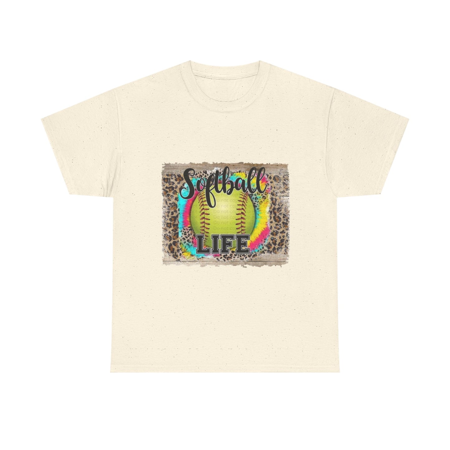 Softball Life Tee — Neon Softball Graphic with Leopard Accent